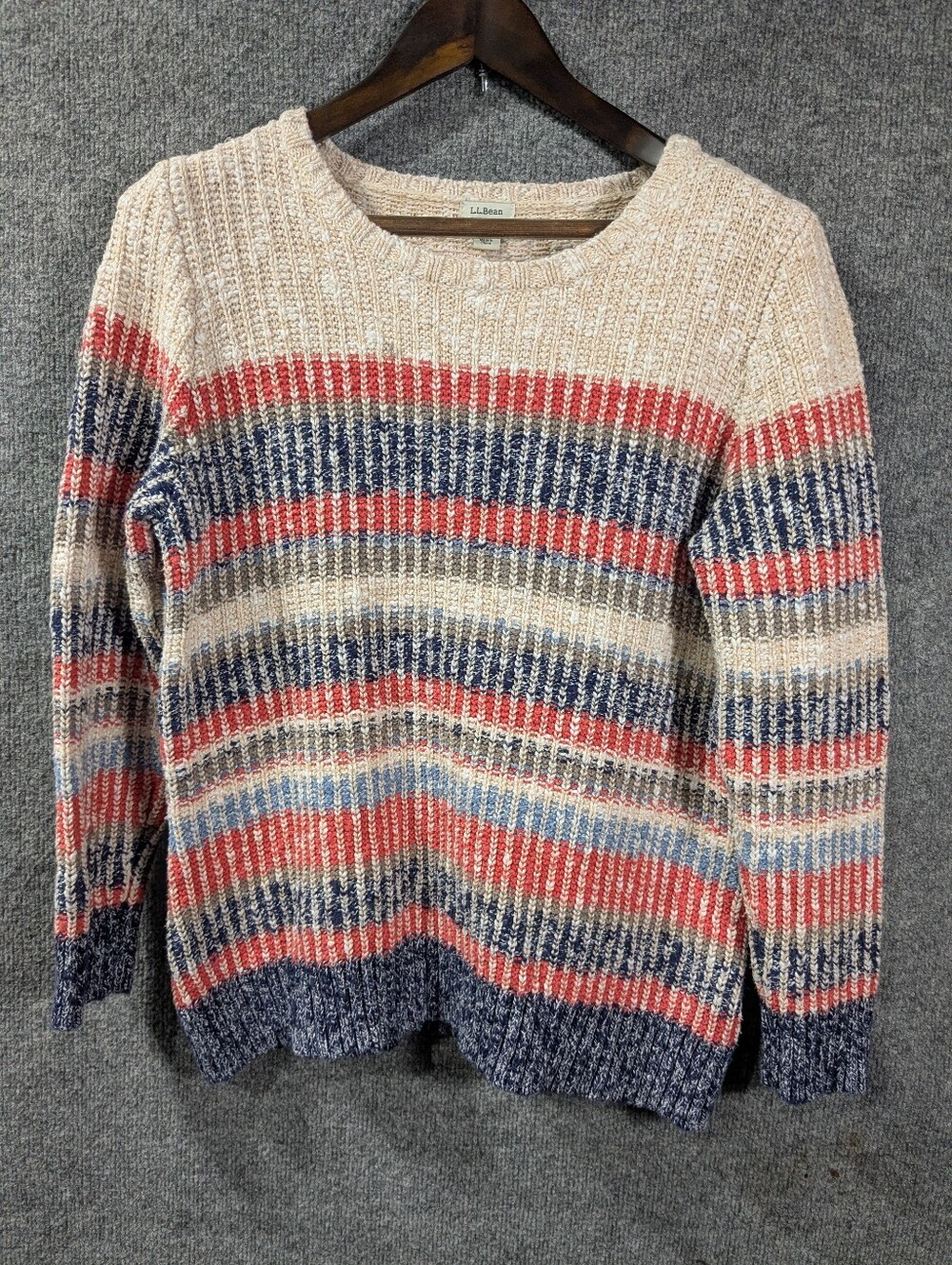 L.L. Bean Women's Striped Crewneck Sweatshirt 100% Cotton Size Large